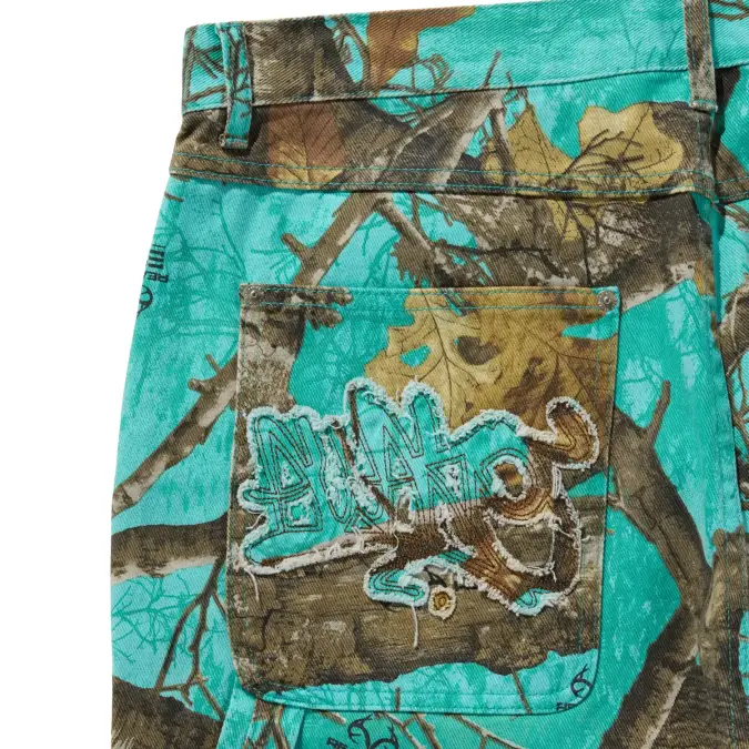 Awake NY Painter Shorts Seaglass back view pocket detail in a white background