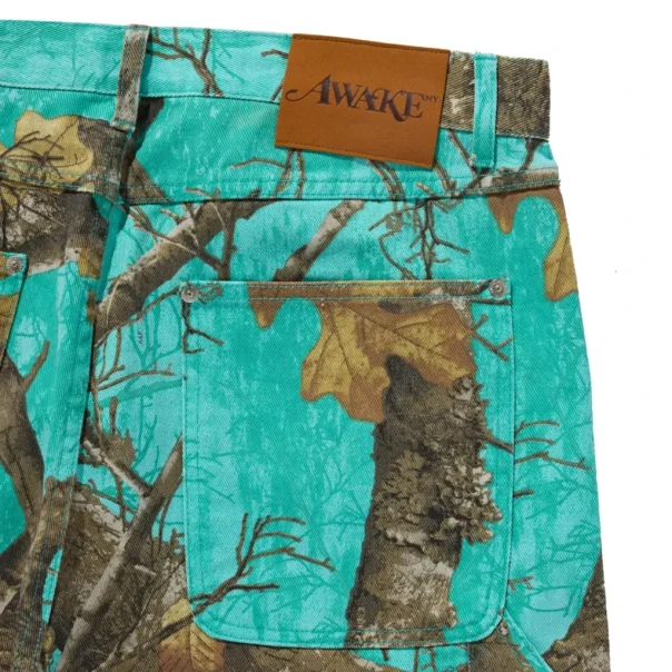 Awake NY Painter Shorts Seaglass back view pocket detail in a white background