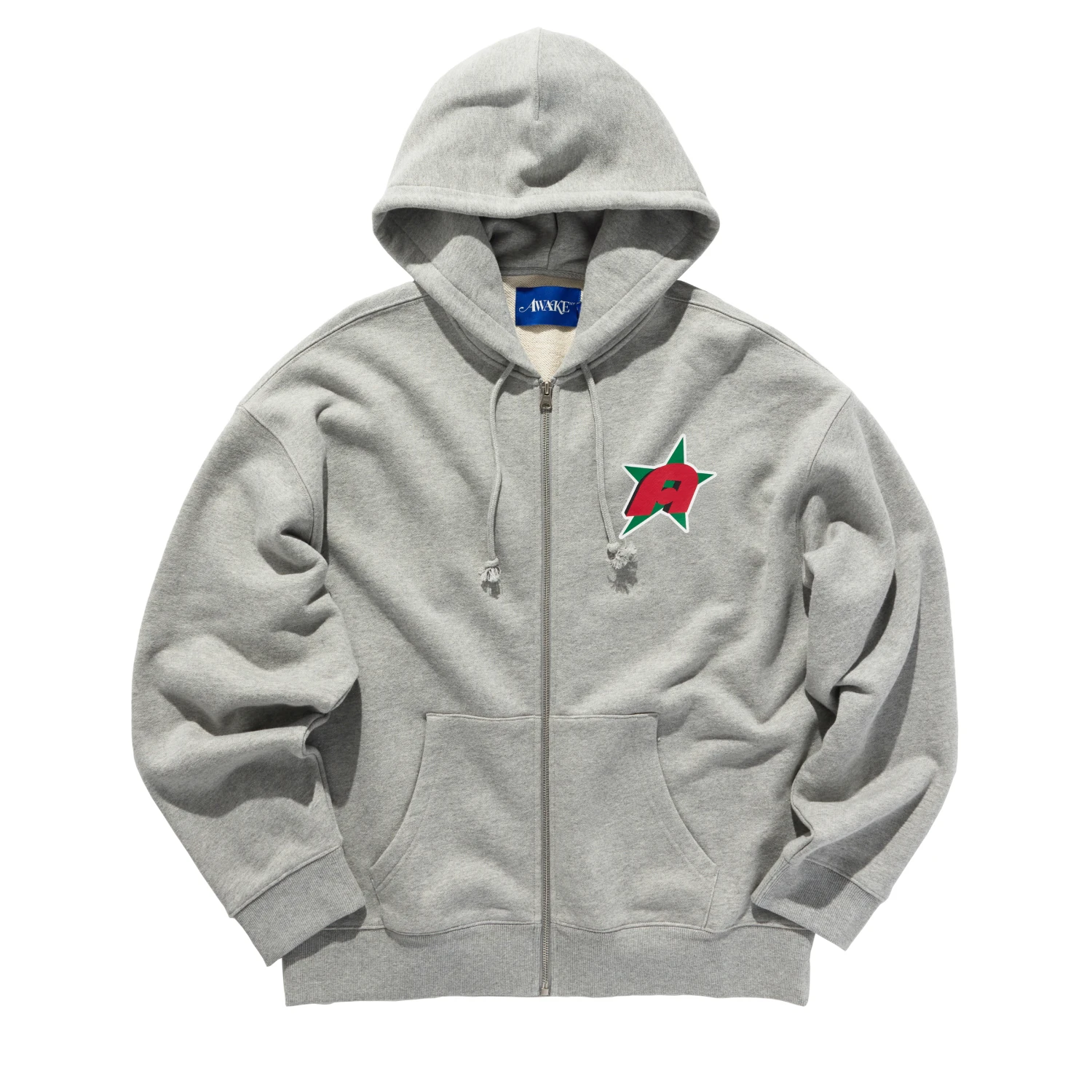 Awake NY Star A logo zip up hoodie front view in a white background