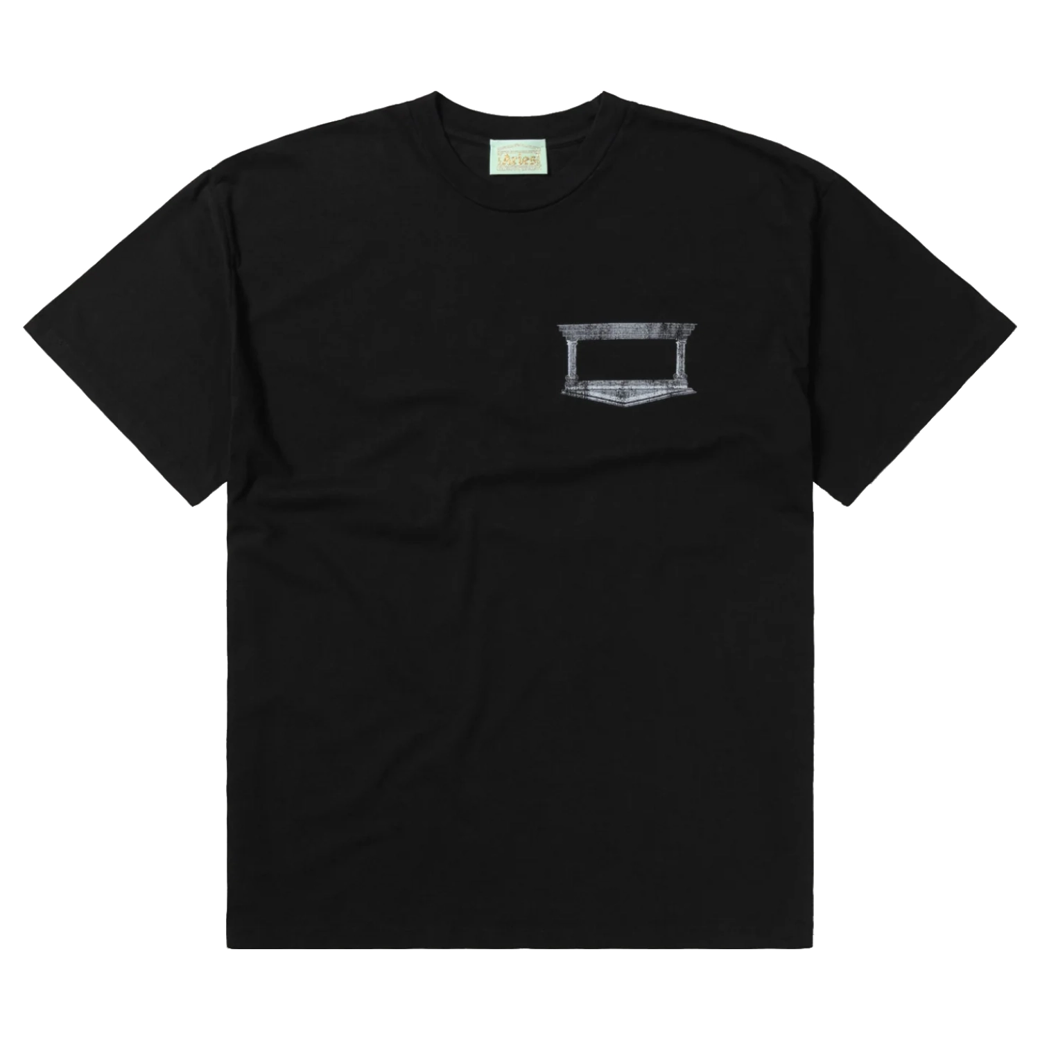 Aries Aloha From Hell Tee Black front view in a white background