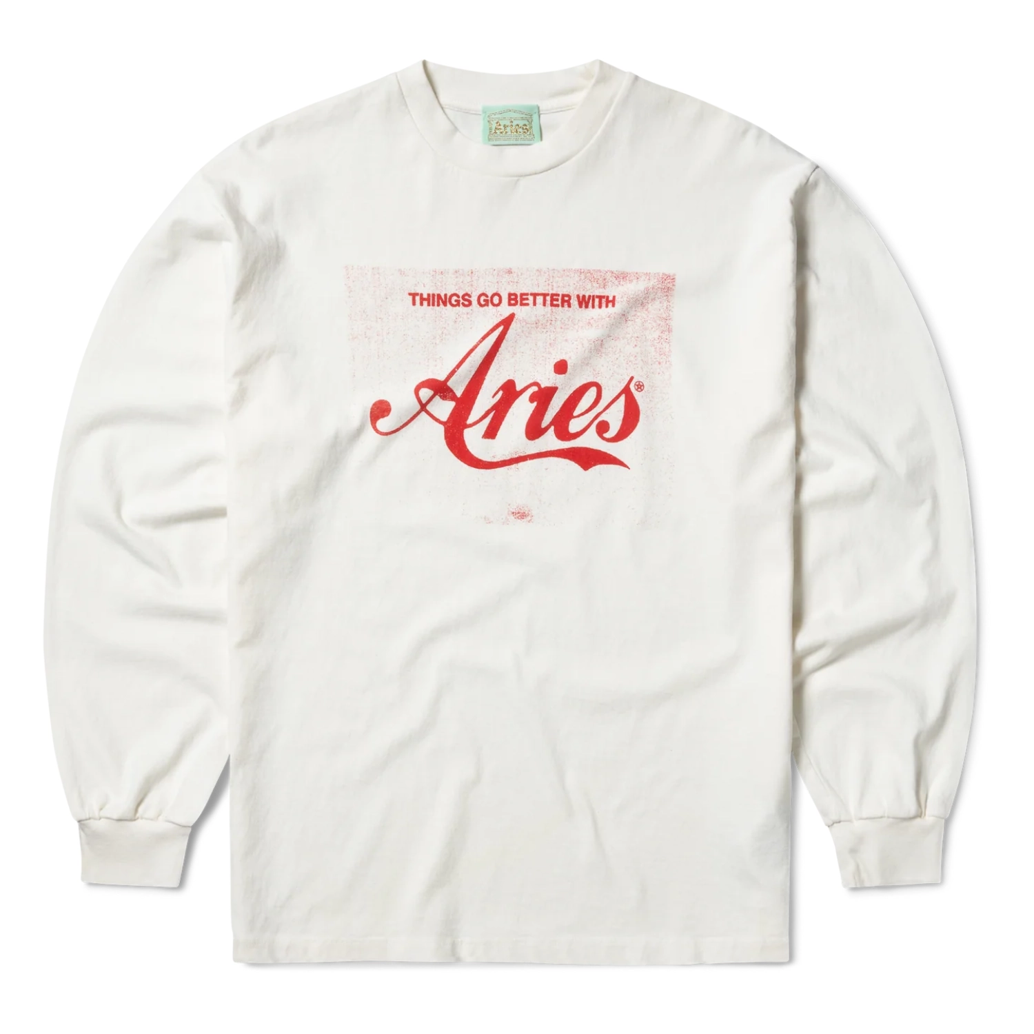 Aries Faded Cola L/S Tee front view in a white background