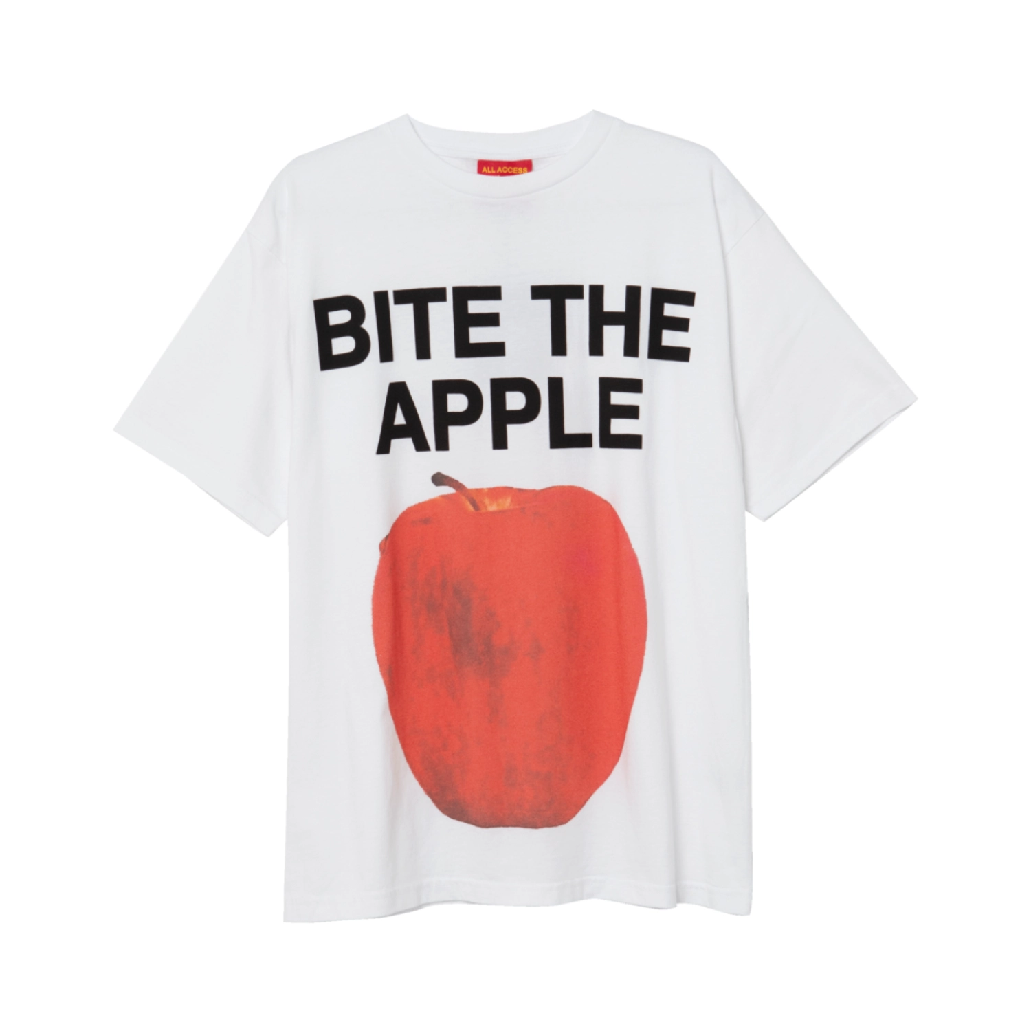 Bite The Apple T-Shirt front view in a white background