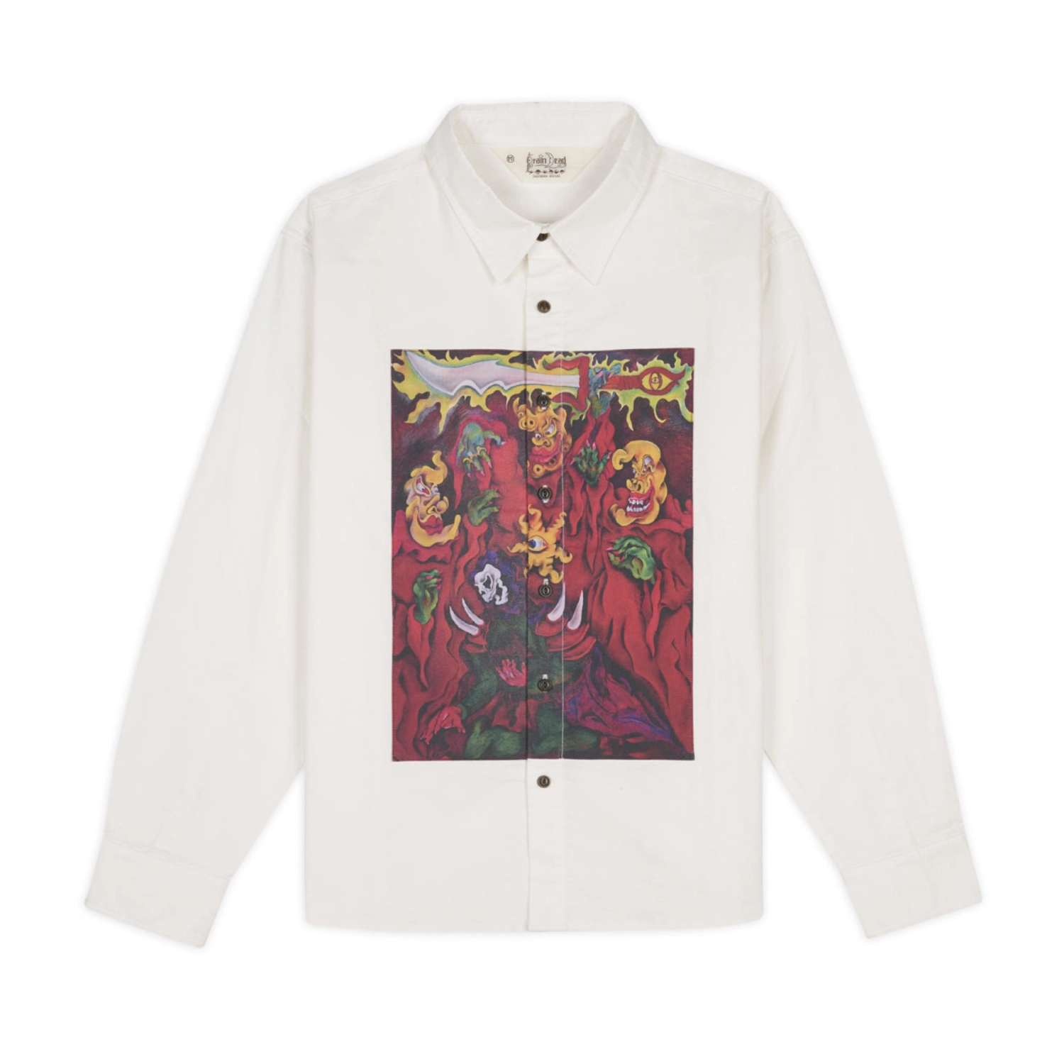 Brain Dead Mythic Star Oxford Shirt front view in a white background