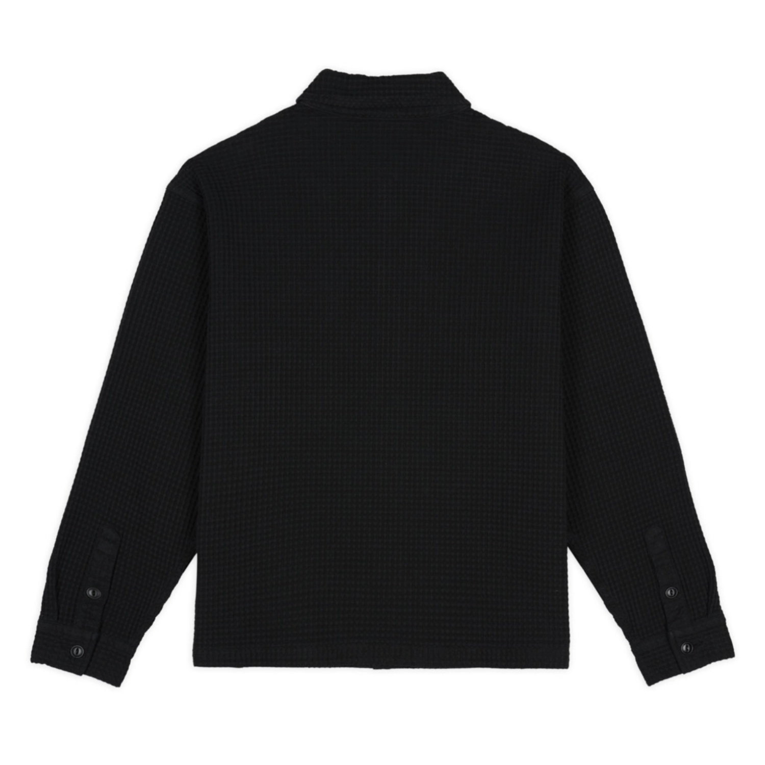 Brain Dead Waffle Button Front Shirt Black back view in a white background