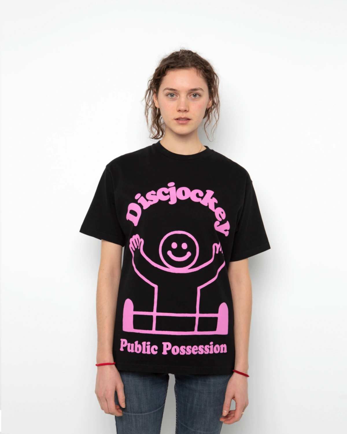 Public Possession Deejay T-Shirt front view on model in a white background