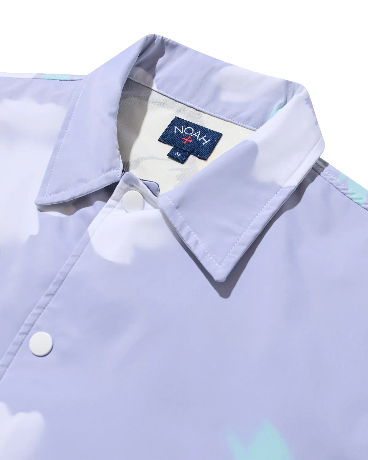 Noah Double Layer Campus Jacket White/Multi front collar detail view in a white background