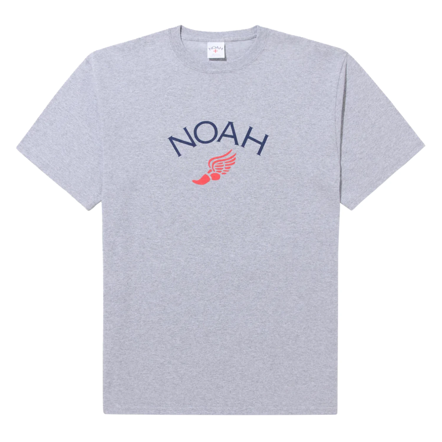 Noah Winged Foot Logo Tee Heather Grey front view in a white background