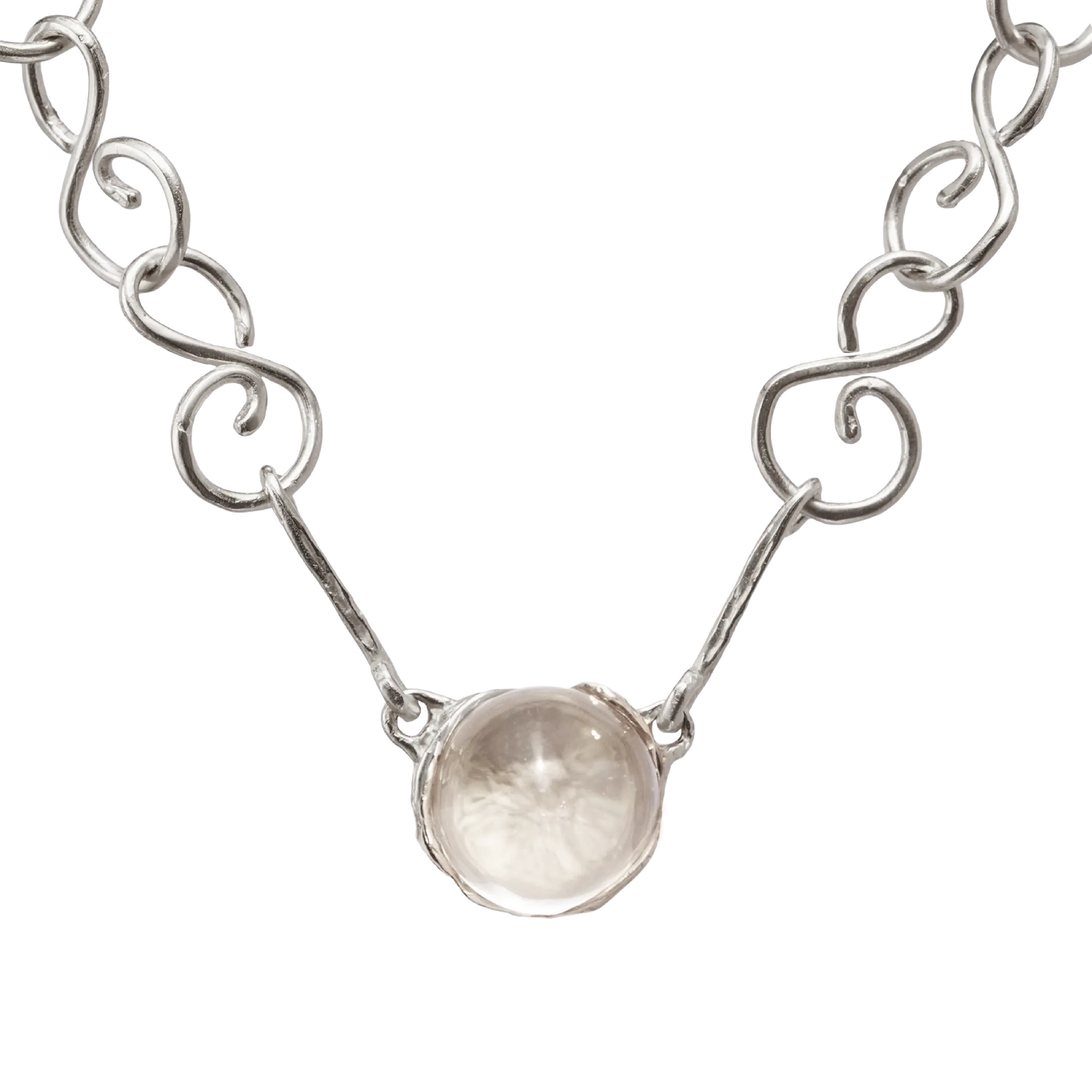 Simuero Fruto Choker Silver/Agua stone detail in a white background