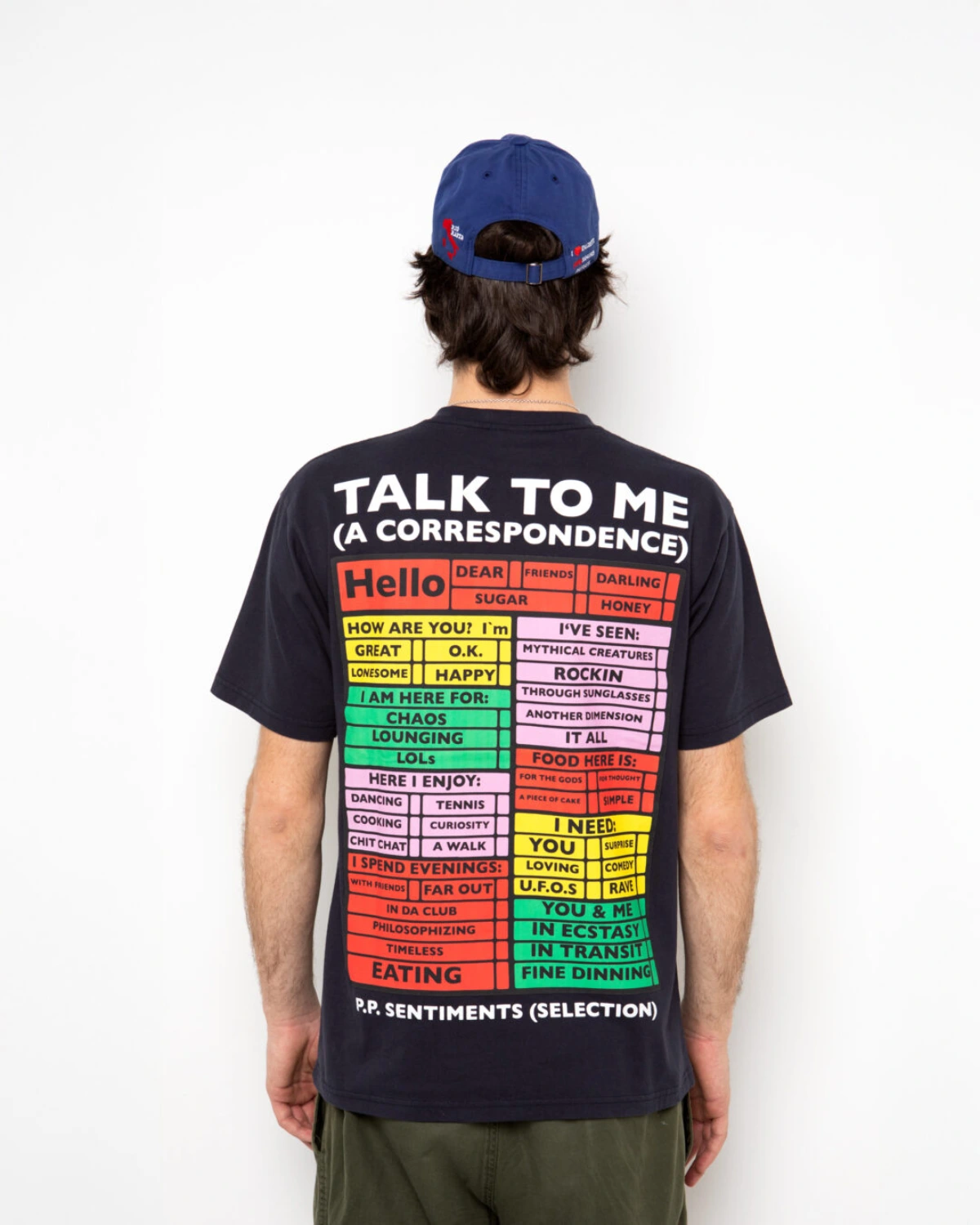 Public Possession Hello How Are You T-Shirt back view on model