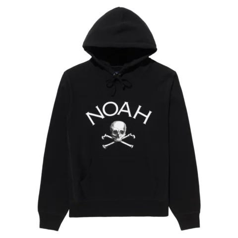 Noah Jolly Roger Core Logo Hoodie Black front view in a white background