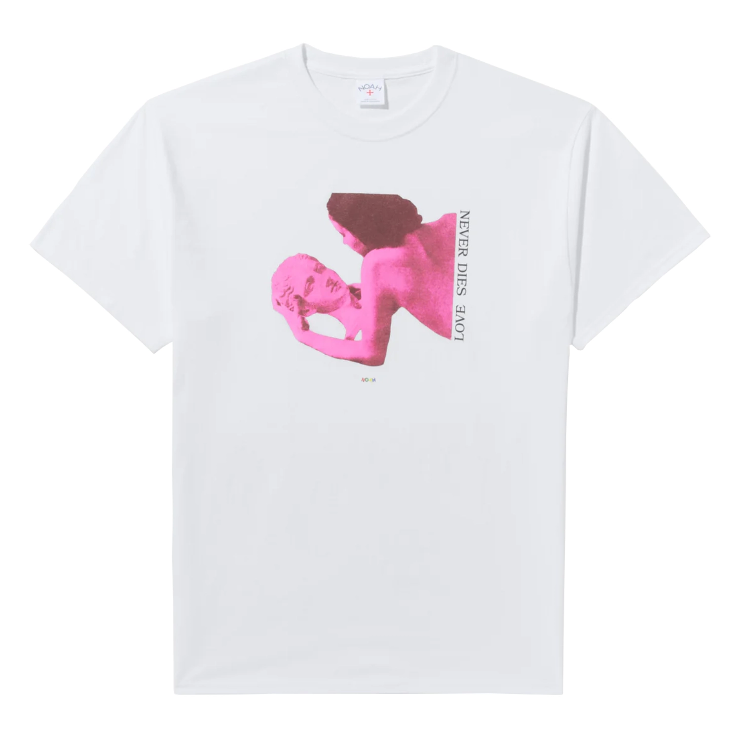 Noah Love Never Dies T-Shirt front view in a white background