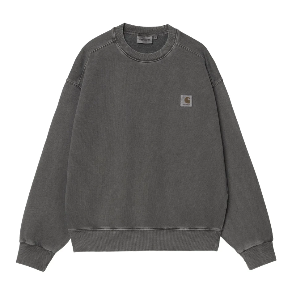 Carhartt WIP SS Nelson Sweat Graphite front view in a white background