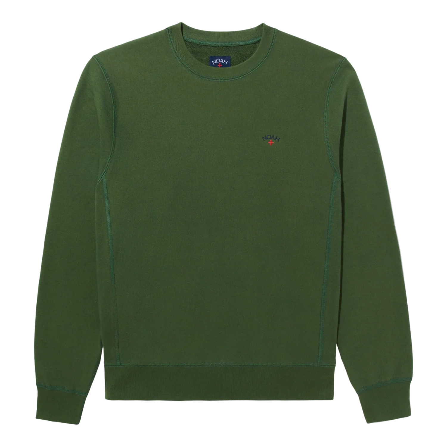 Noah Classic Crewneck Green front view in a white background