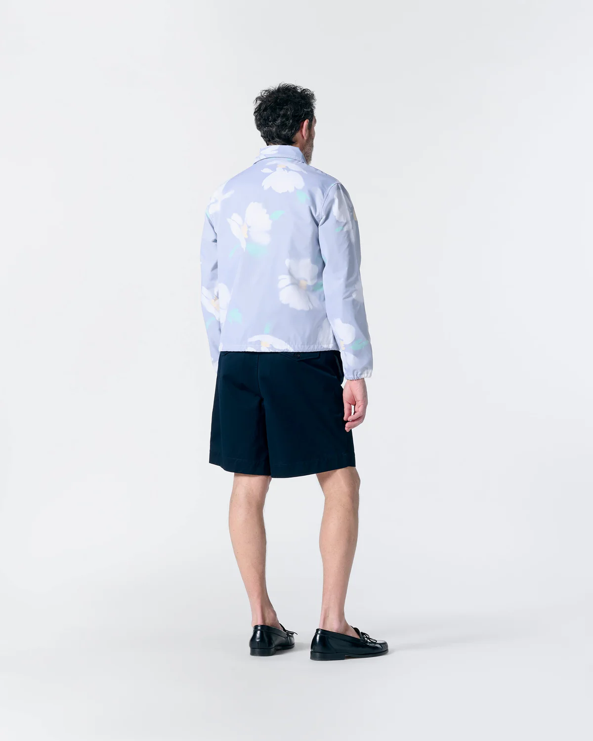Noah Double Layer Campus Jacket White/Multi back view on model