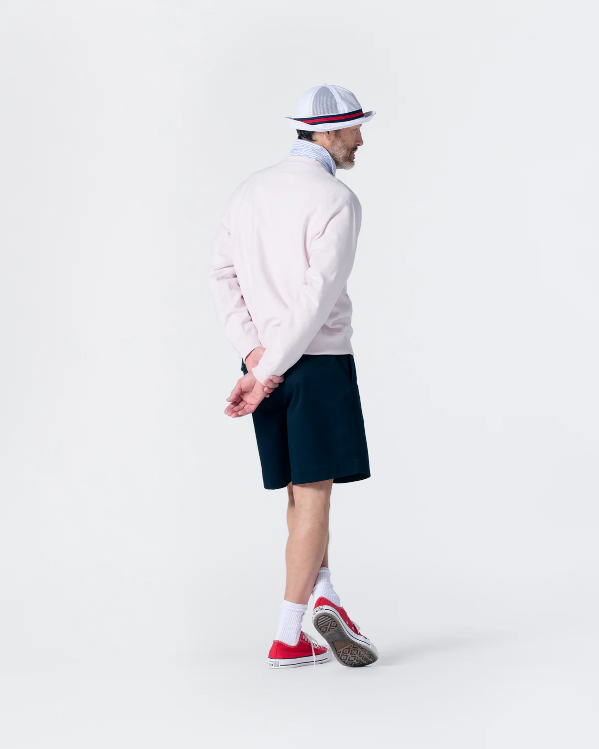 Noah Classic Crewneck Light Pink back view on model