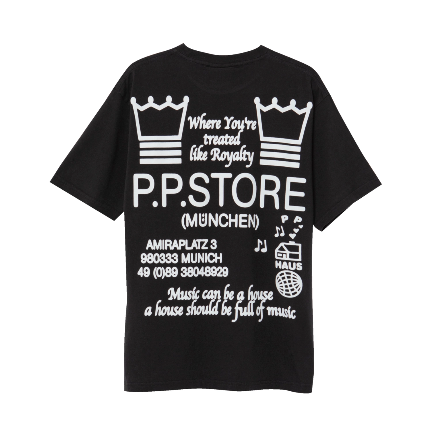 Public Possession Shop Souvenir T-Shirt back view in a white background
