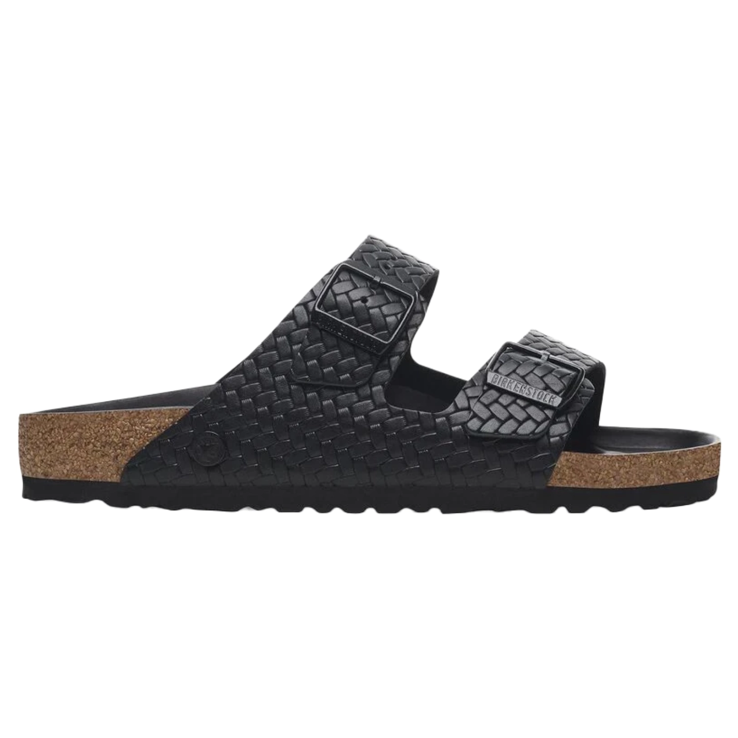 Birkenstock Arizona Woven Black side view in a white background