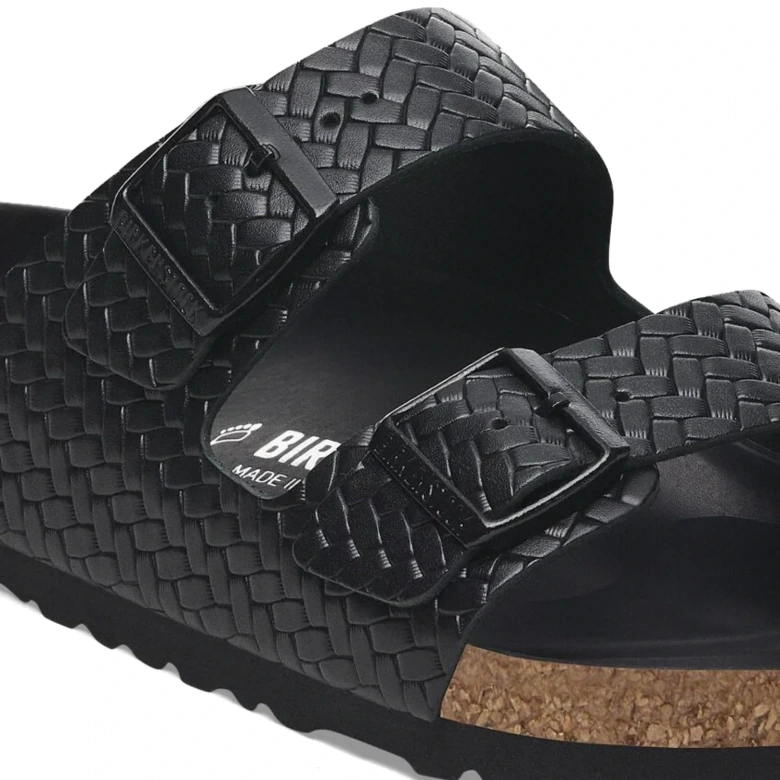 Birkenstock Arizona Woven Black side view detail in a white background