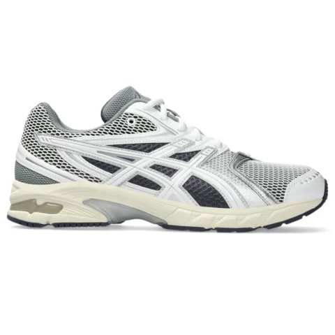 Asics Gel DS Trainer 14 White/Pure Silver side view in a white background