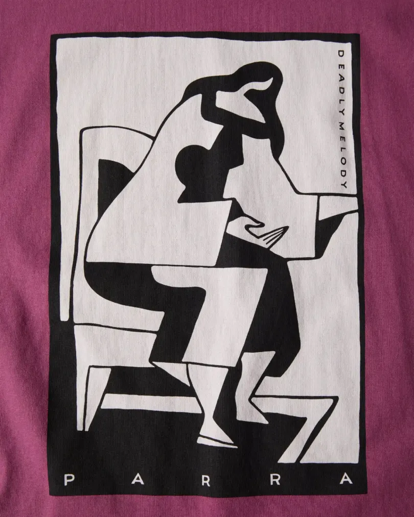 by Parra The confession t-shirt Washed magenta front view print detail