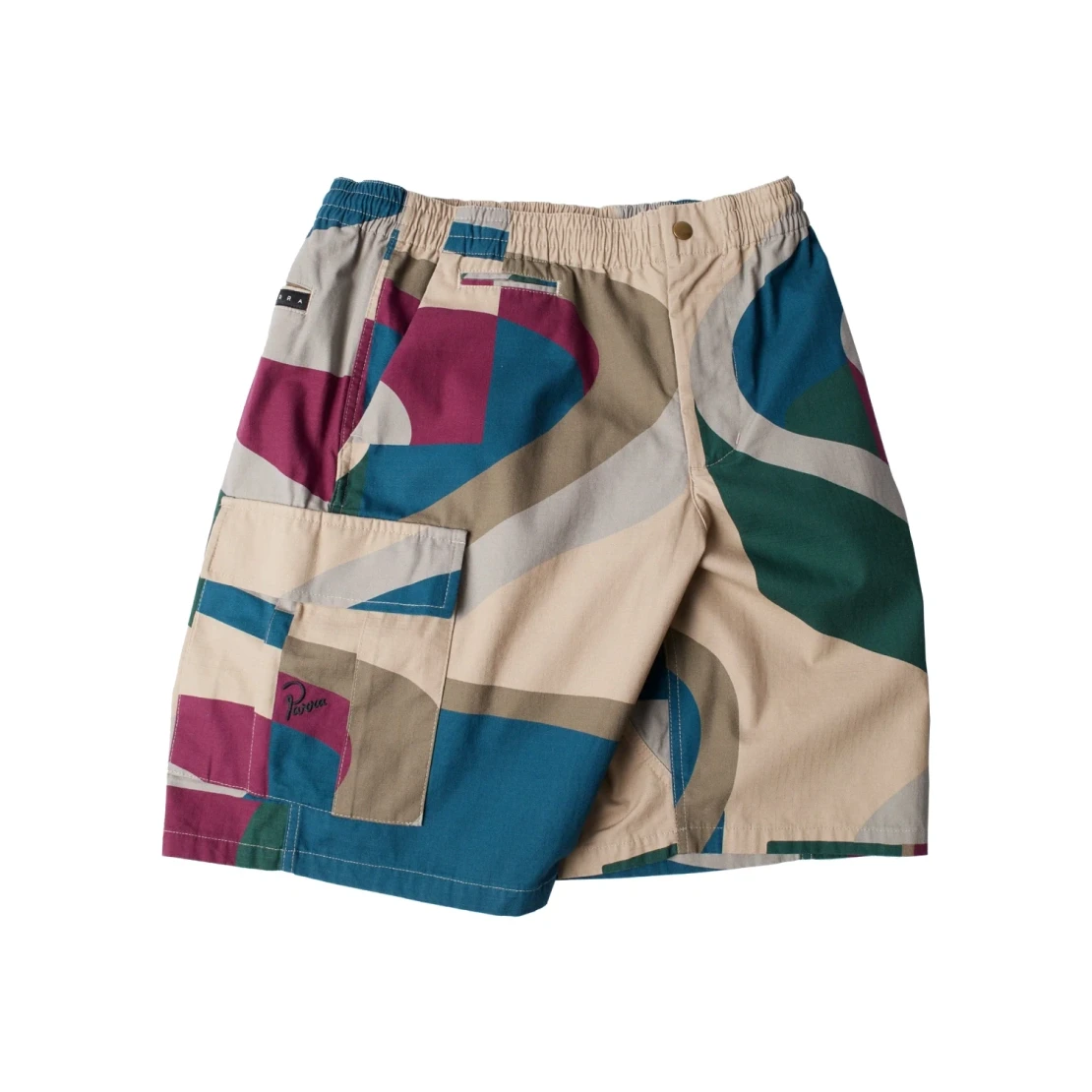 by Parra The Wall Camo Shorts front/side view in a white background