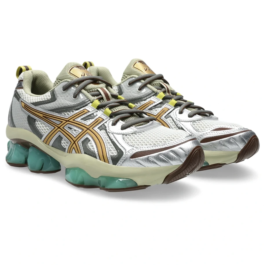 Asics GEL Quantum Kinetic White/Khaki side view in a white background