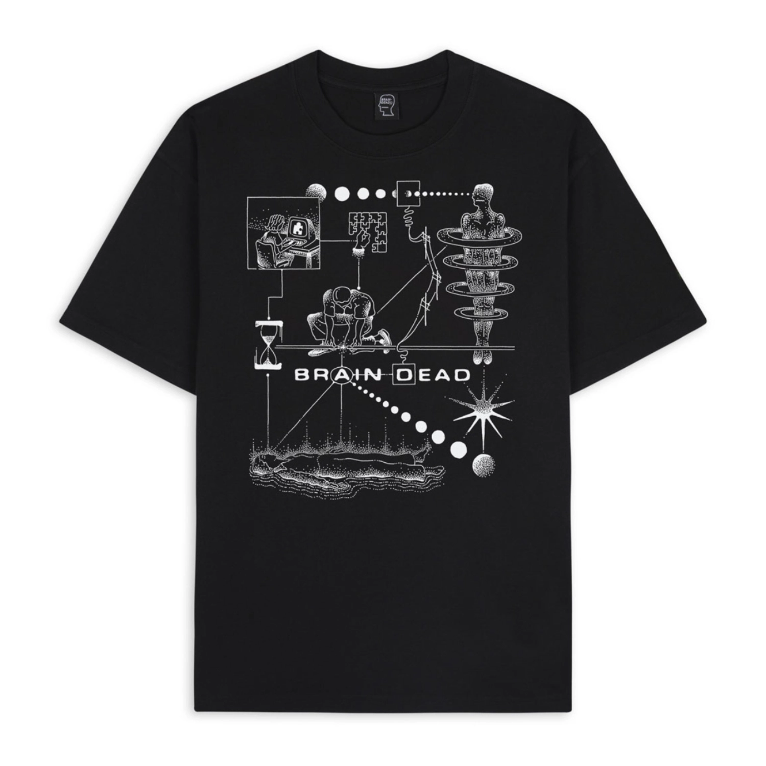 Brain Dead Mind Puzzle T-Shirt front view in a white background
