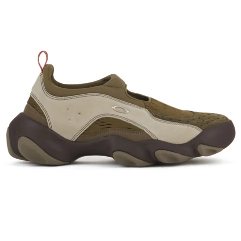 Oakley Factory Team Flesh Sandal Stone/Olive side view in a white background