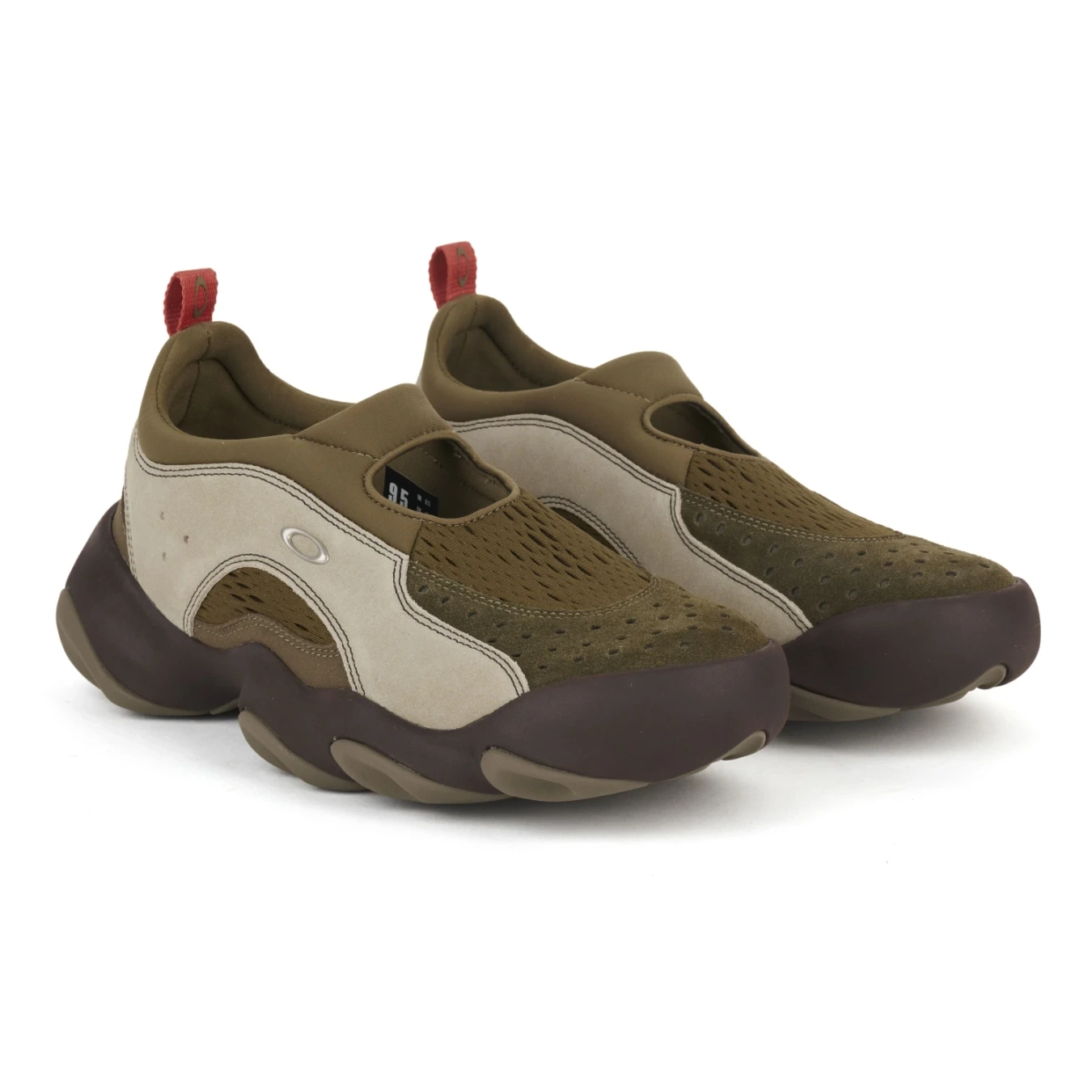 Oakley Factory Team Flesh Sandal Stone/Olive side view in a white background