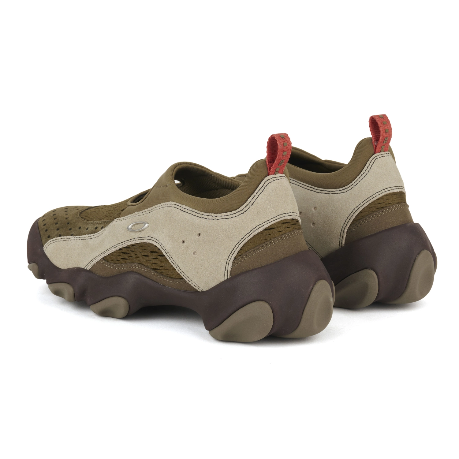 Oakley Factory Team Flesh Sandal Stone/Olive side/back view in a white background