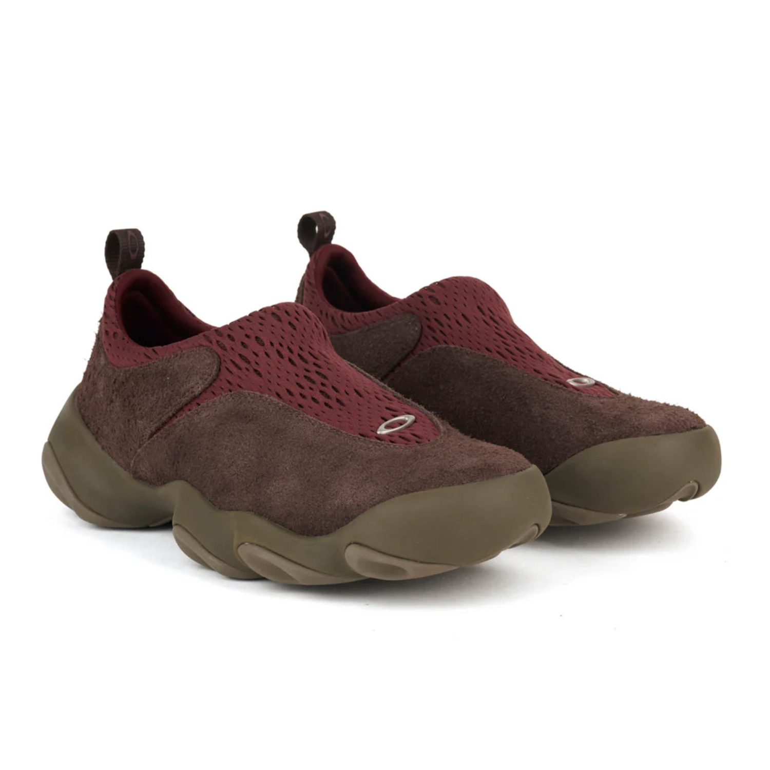 Oakley Factory Team Hairy Suede Flesh Ganache/Burgundy side view in a white background