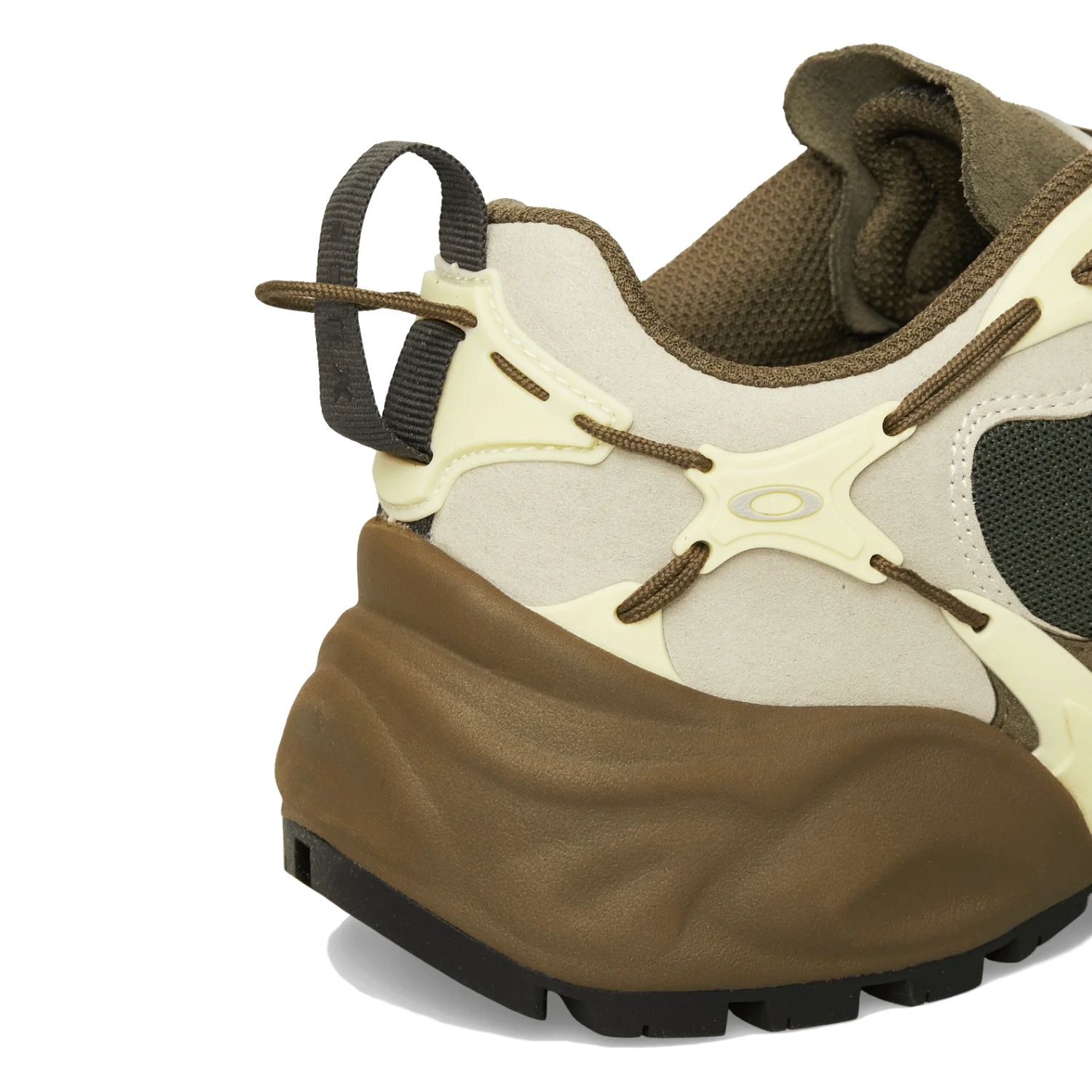 Oakley Factory Team Ibex Endive/Olive heel detail in a white background