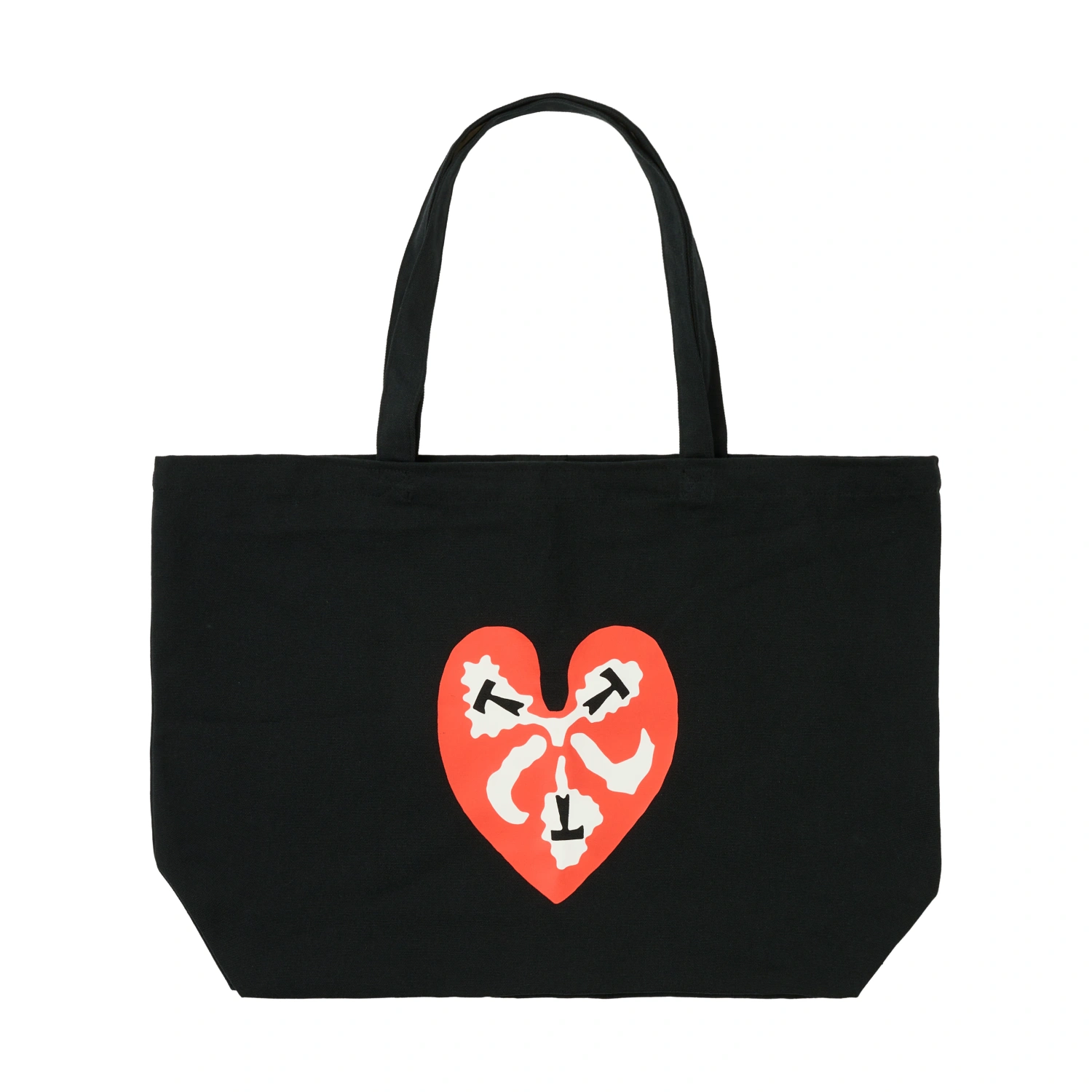 The Trilogy Tapes Heart Tote front view in a white background