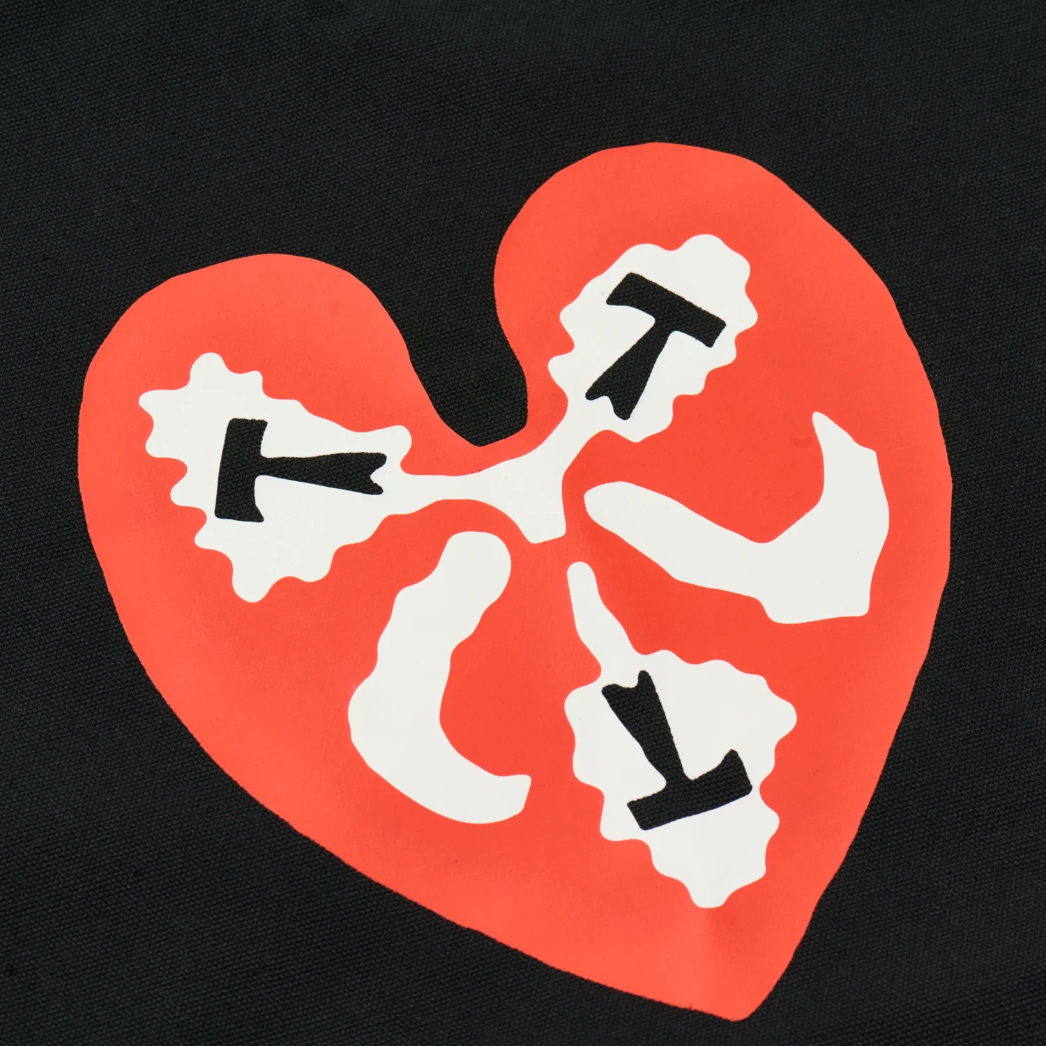 The Trilogy Tapes Heart Tote front view print detail