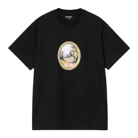 Carhartt WIP Mirror T-Shirt Black front view in a white background