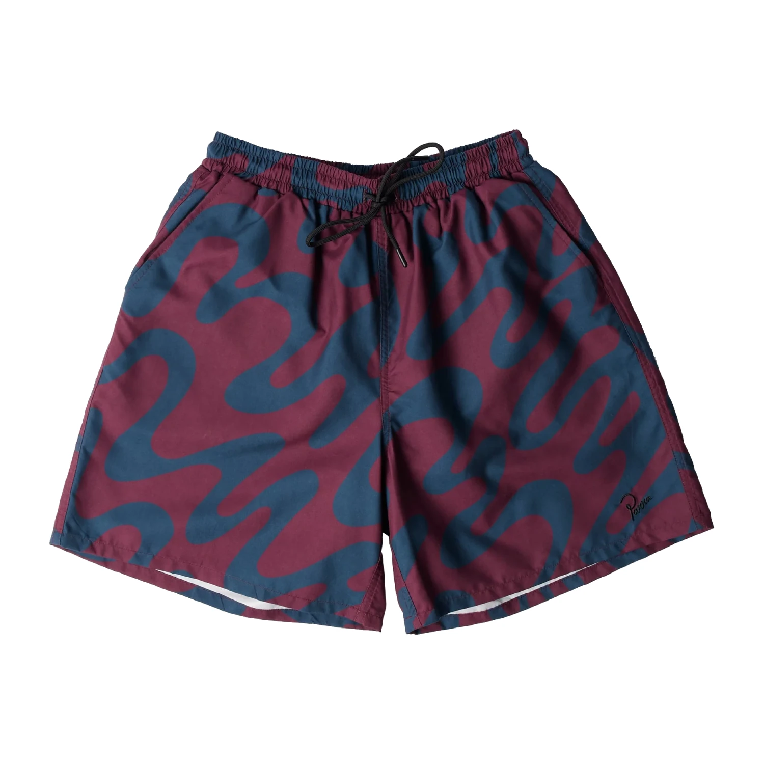 by Parra Splashed Swim Shorts front view in a white background