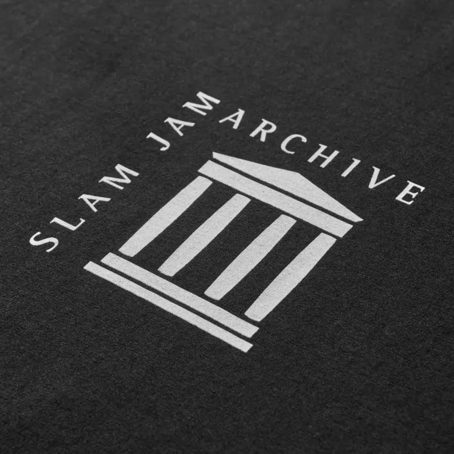 Slam Jam Temple T-Shirt Black front view detail