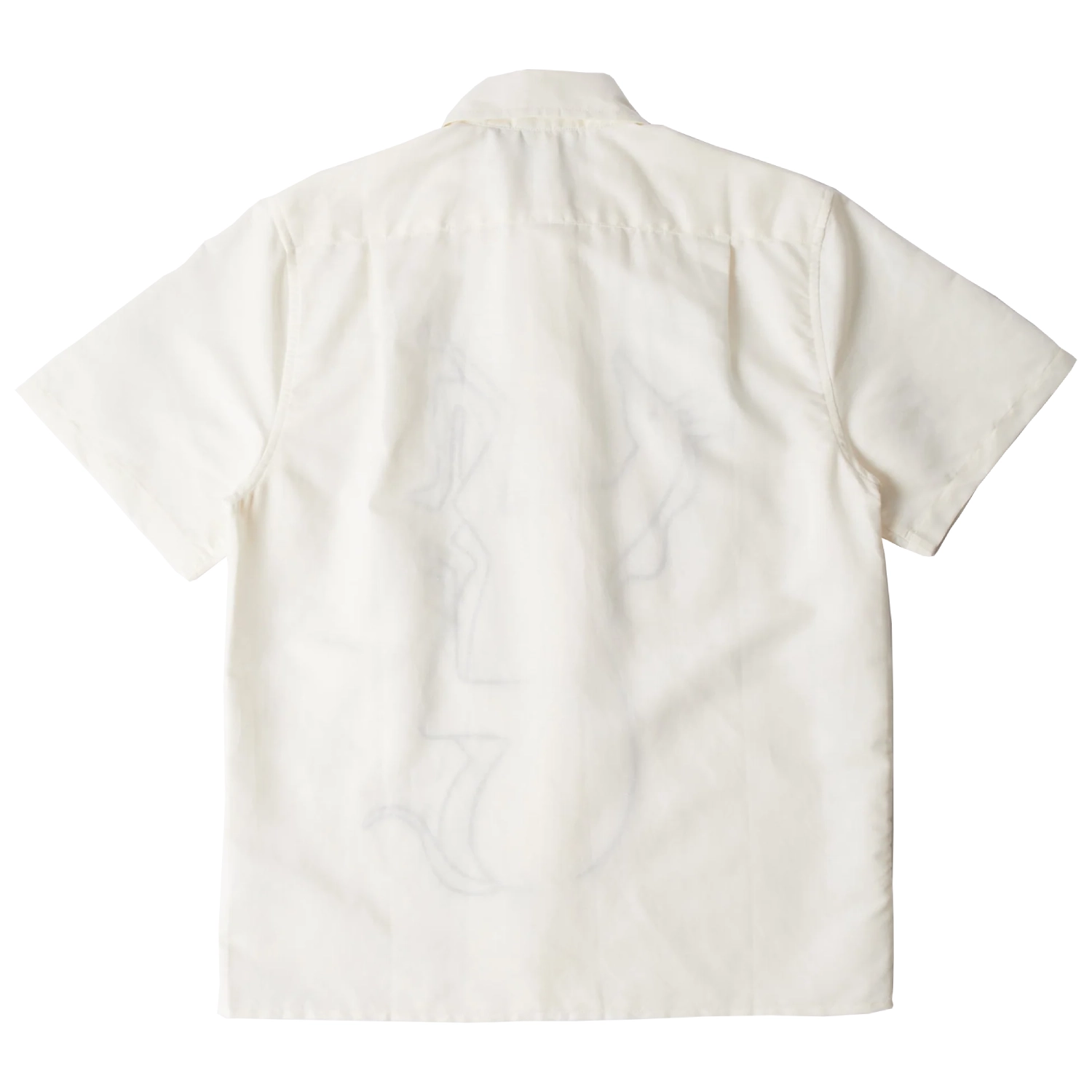 by Parra Vertical Horse Short Sleeve Shirt Off White back view in a white background