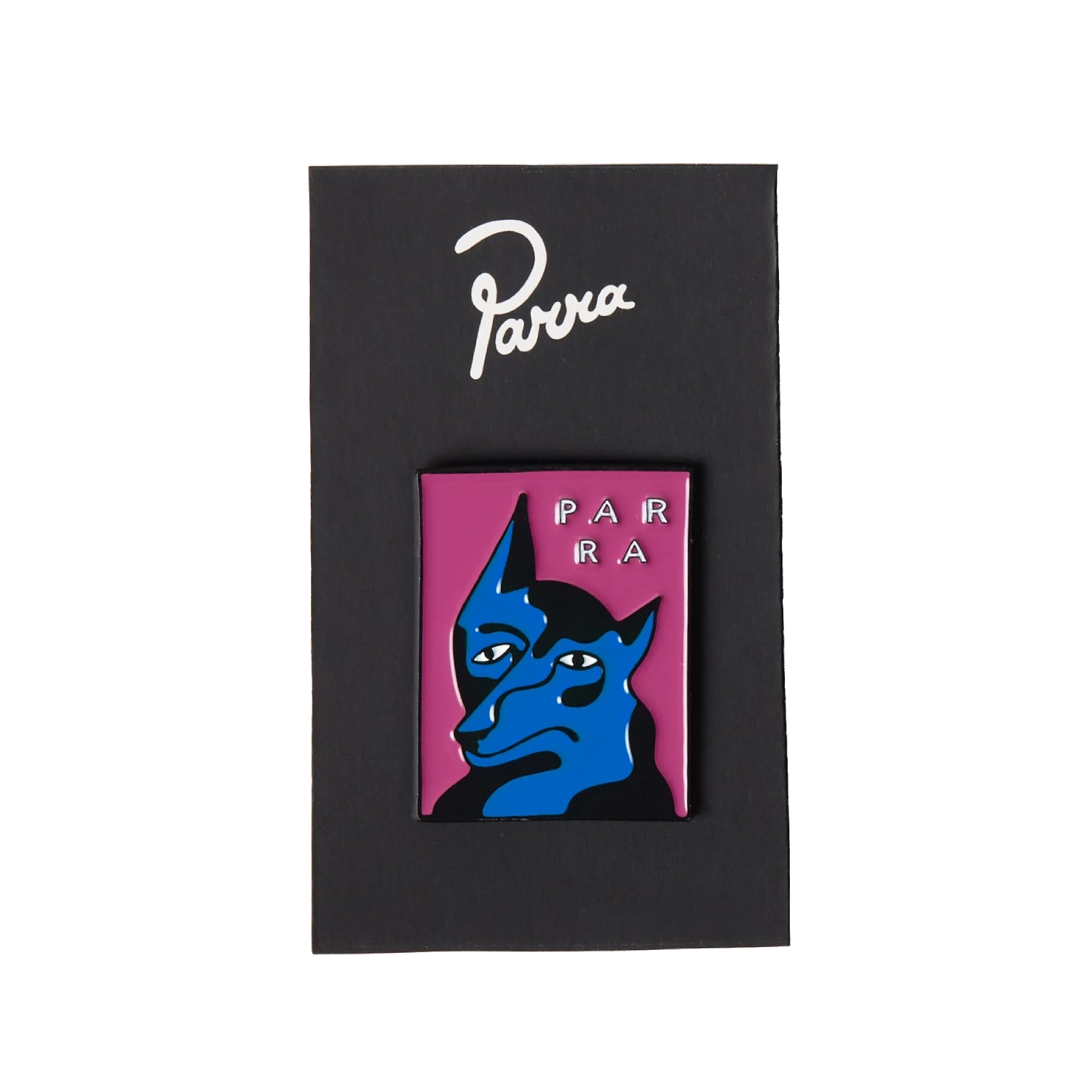 by Parra Dogface Enamel Pin front view in a white background