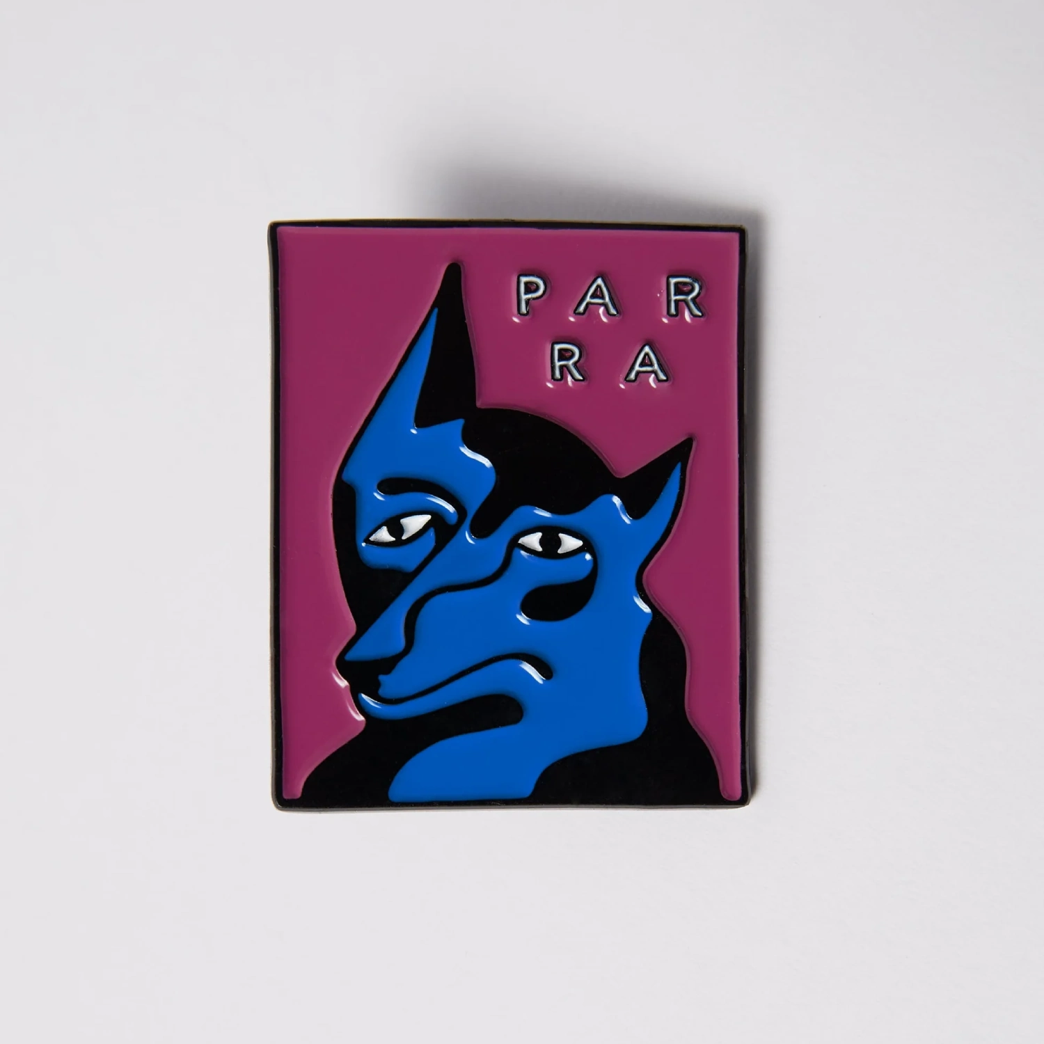 by Parra Dogface Enamel Pin front view in a white background