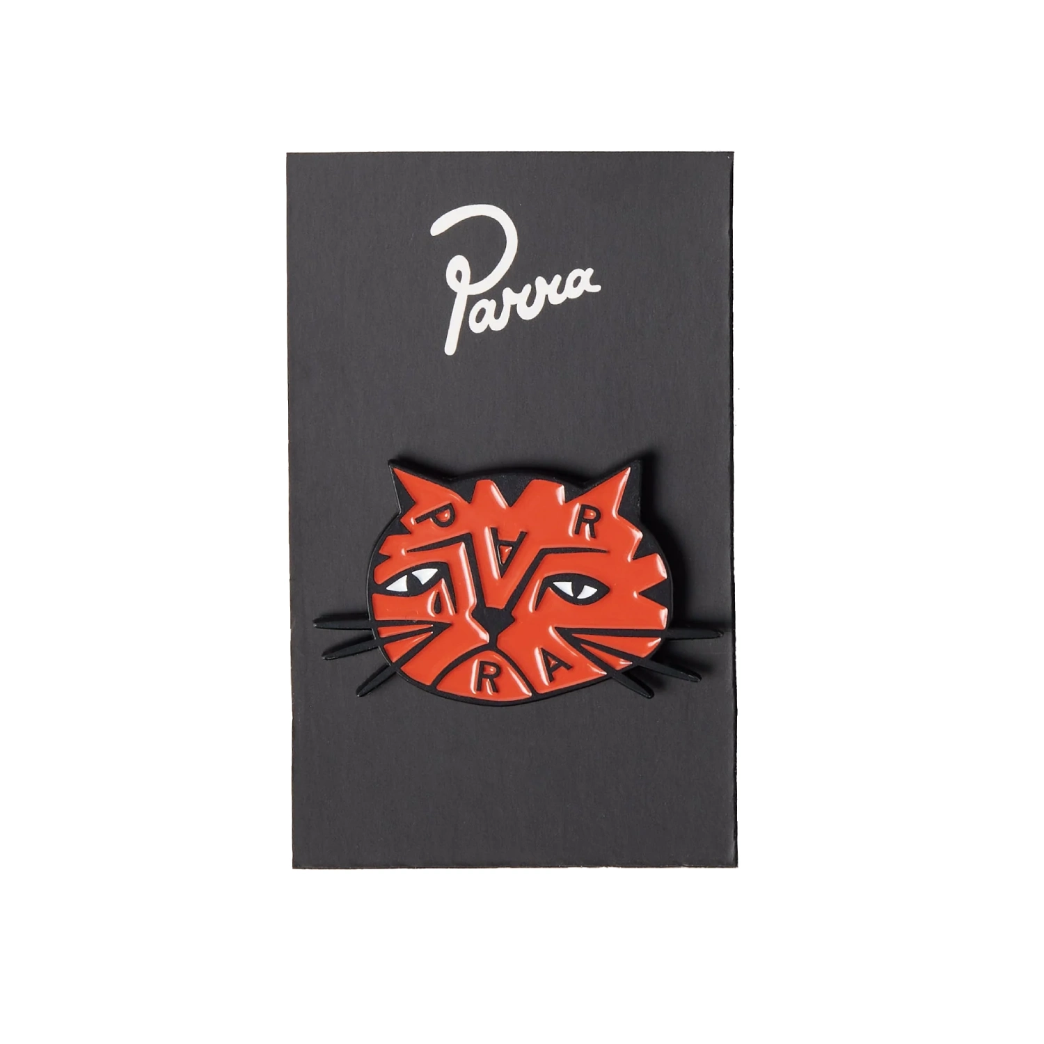 by Parra Sad Cat Enamel Pin front view in a white background