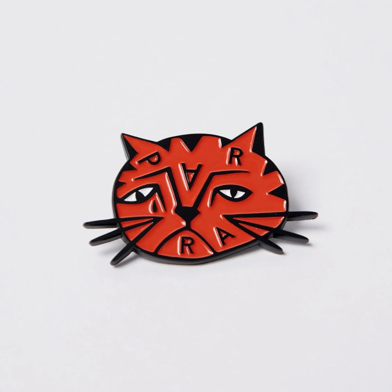 by Parra Sad Cat Enamel Pin front view in a white background
