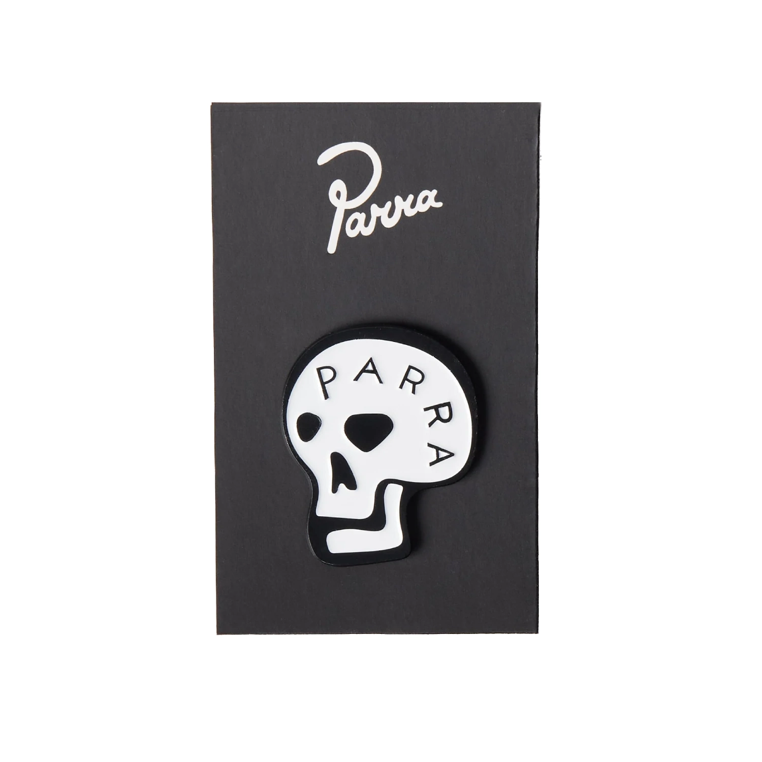 by Parra Skulled Enamel Pin front view in a white background