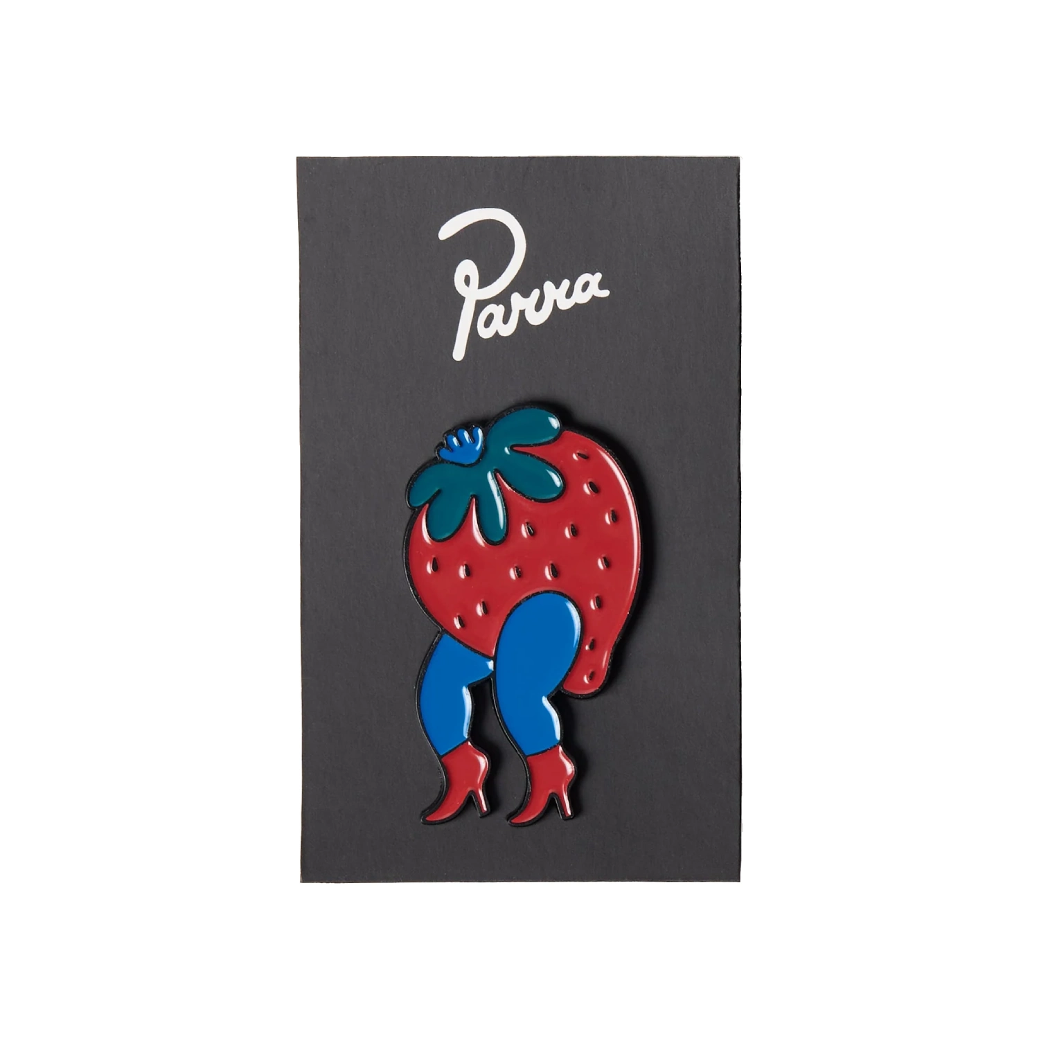 by Parra Stupid Strawberry Enamel Pin front view in a white background