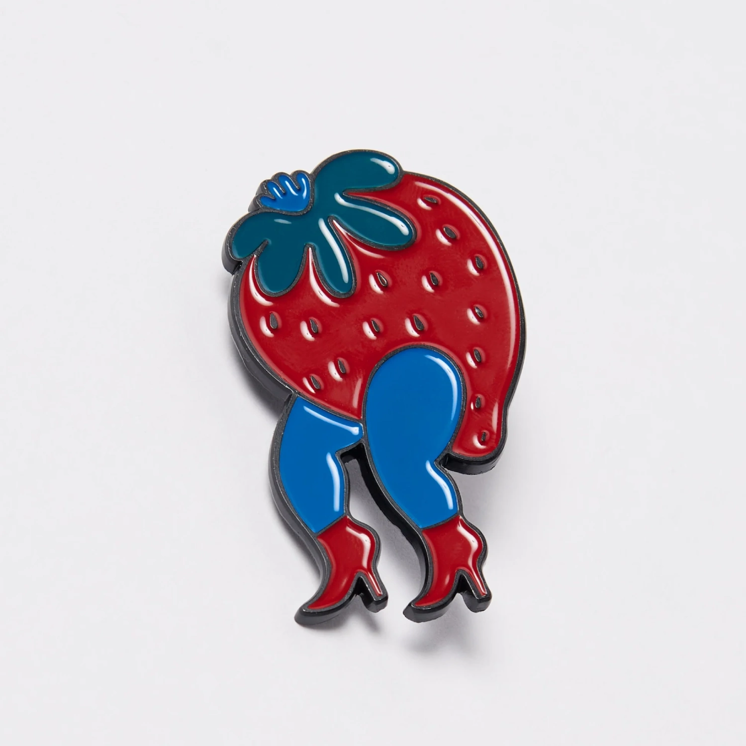 by Parra Stupid Strawberry Enamel Pin front view in a white background