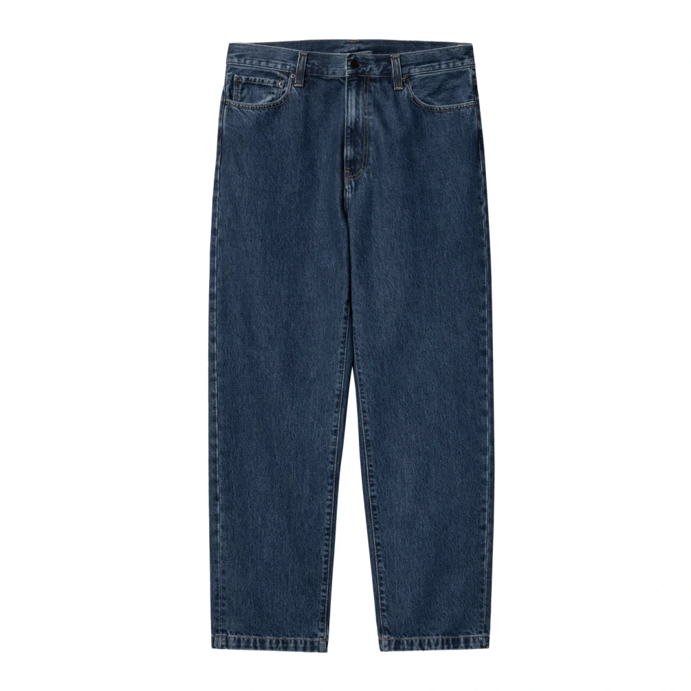 Carhartt WIP Aaron Pant Blue Stone Washed front view in a white background
