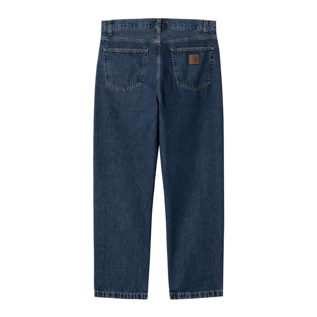 Carhartt WIP Aaron Pant Blue Stone Washed back view in a white background