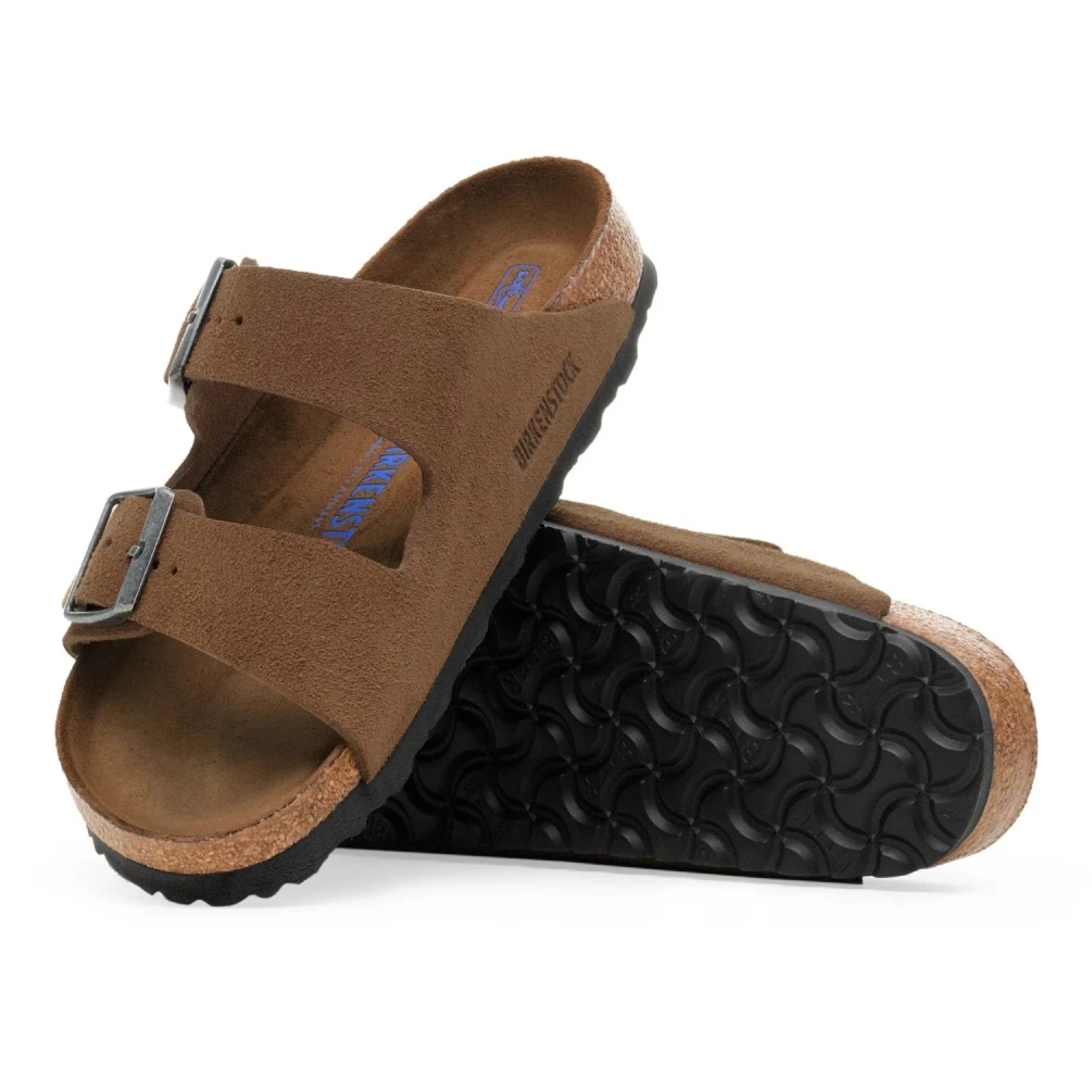 Birkenstock Arizona Soft Footbed Dark Tea Tonal top and bottom view in a white background