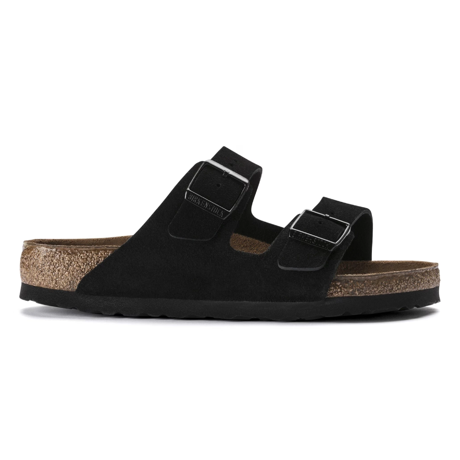 Birkenstock Arizona Soft Footbed Black side view in a white background