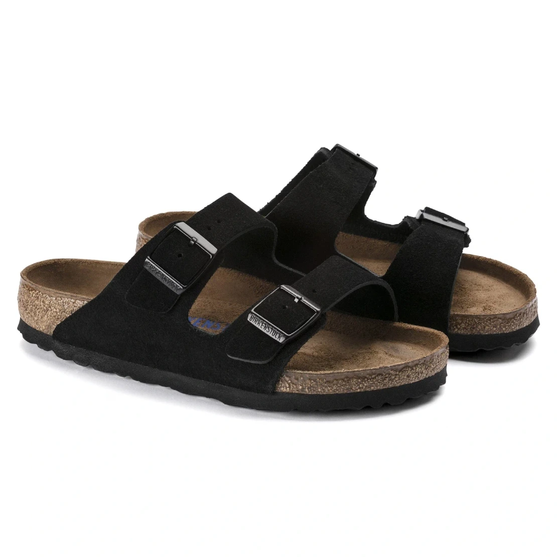 Birkenstock Arizona Soft Footbed Black side view in a white background